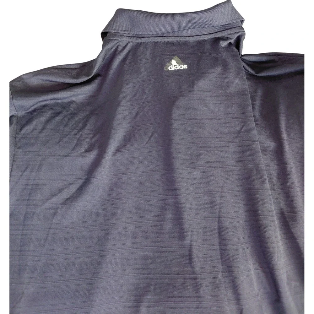 Adidas Penske Mens 2XL Navy Striped Performance Golf Polo Shirt Short Slv. A350
